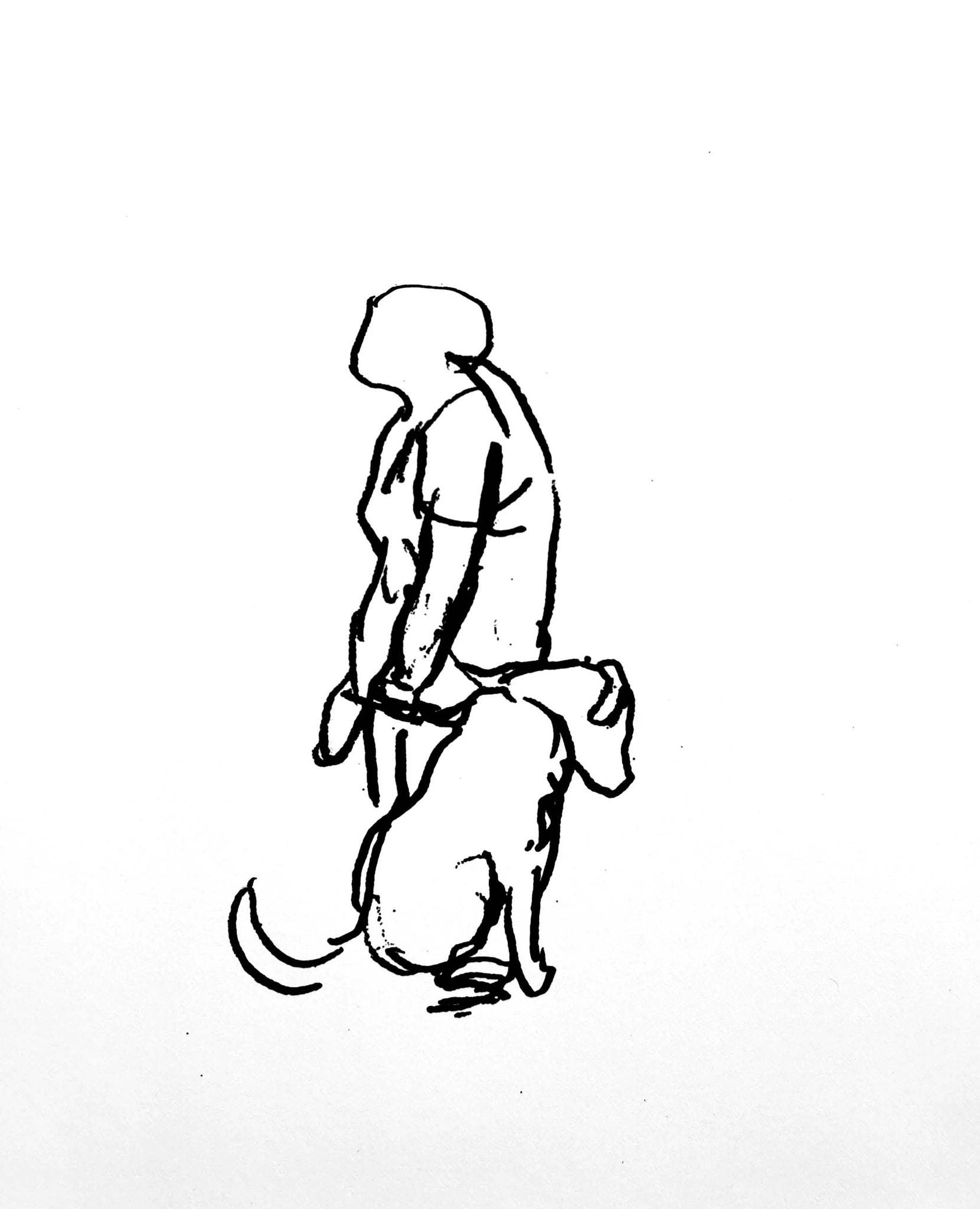 Woman With Sitting Dog